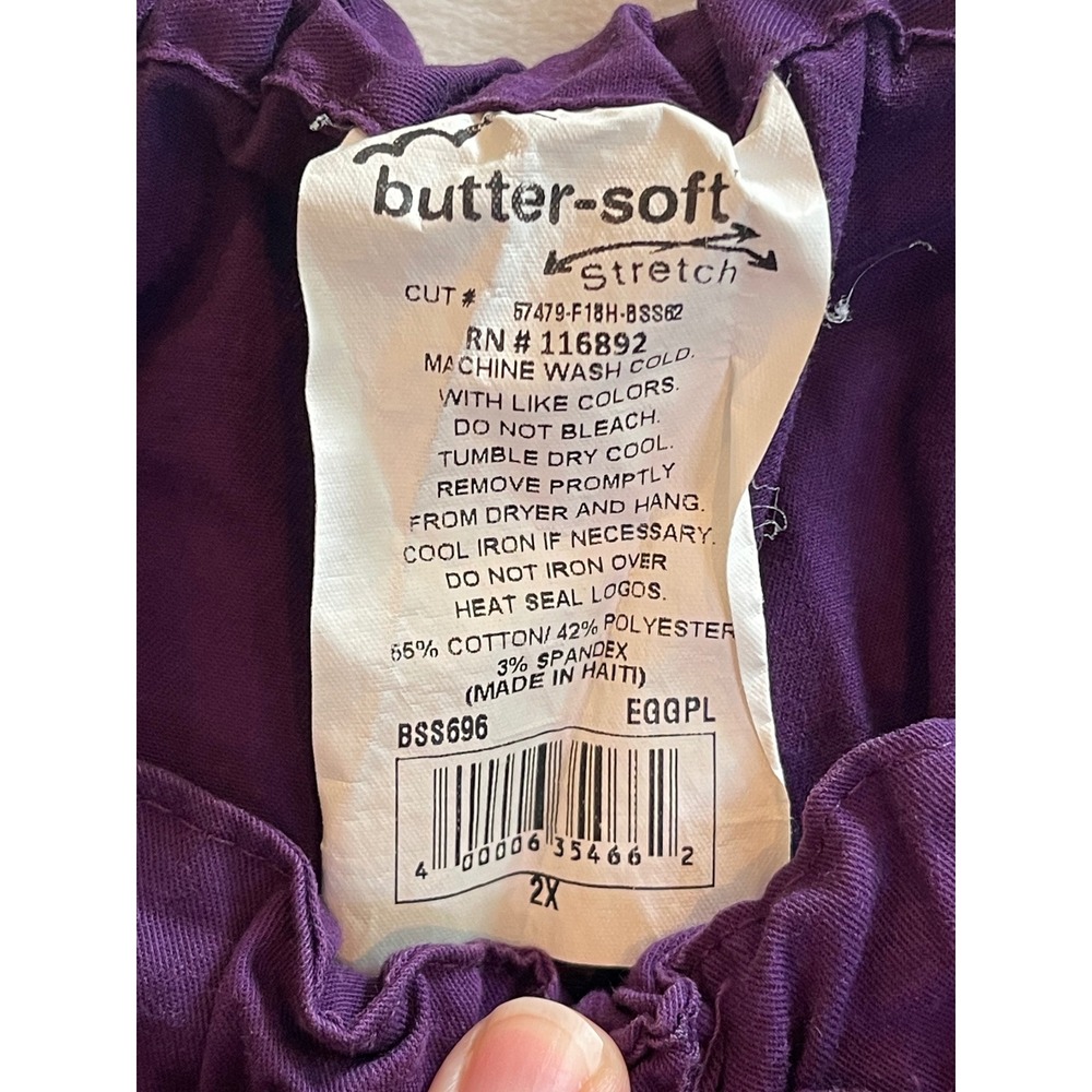 Butter-Soft Stretch Scrub Pants Womens 2X Purple Cargo Drawstring Elastic Waist - Picture 4 of 12